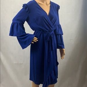 Miss Selfridge Tiered Long Sleeve Ruffle Trim Midi